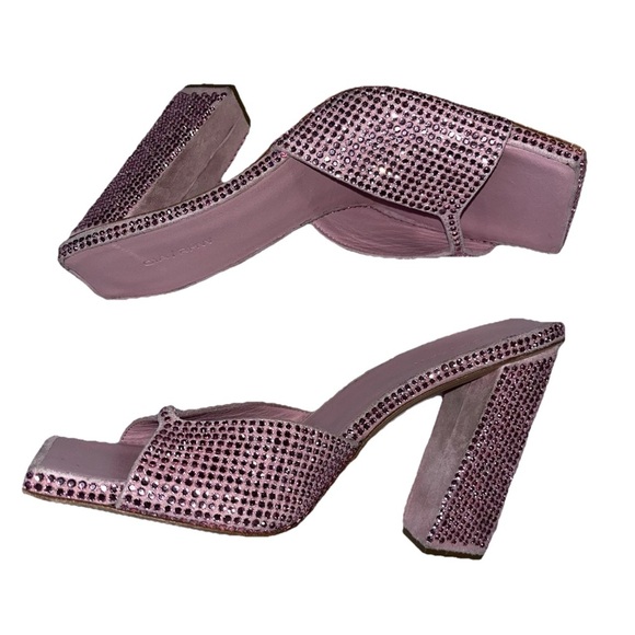 GIA BORGHINI x RHW Rosie sandals pink 39 US 9 mule suede rhinestone leather New - Picture 8 of 15